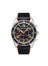 Montre Spinnaker FLEUSS Chrono - cadran noir - bracelet cuir noir et silicone rouge