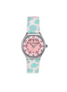 Montre Fille LuluCastagnette - cadran blanc et rose - bracelet blanc avec motifs