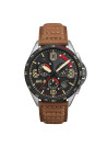 Montre AVI-8 MUSTANG méca-quartz chronographe - cadran noir - bracelet marron