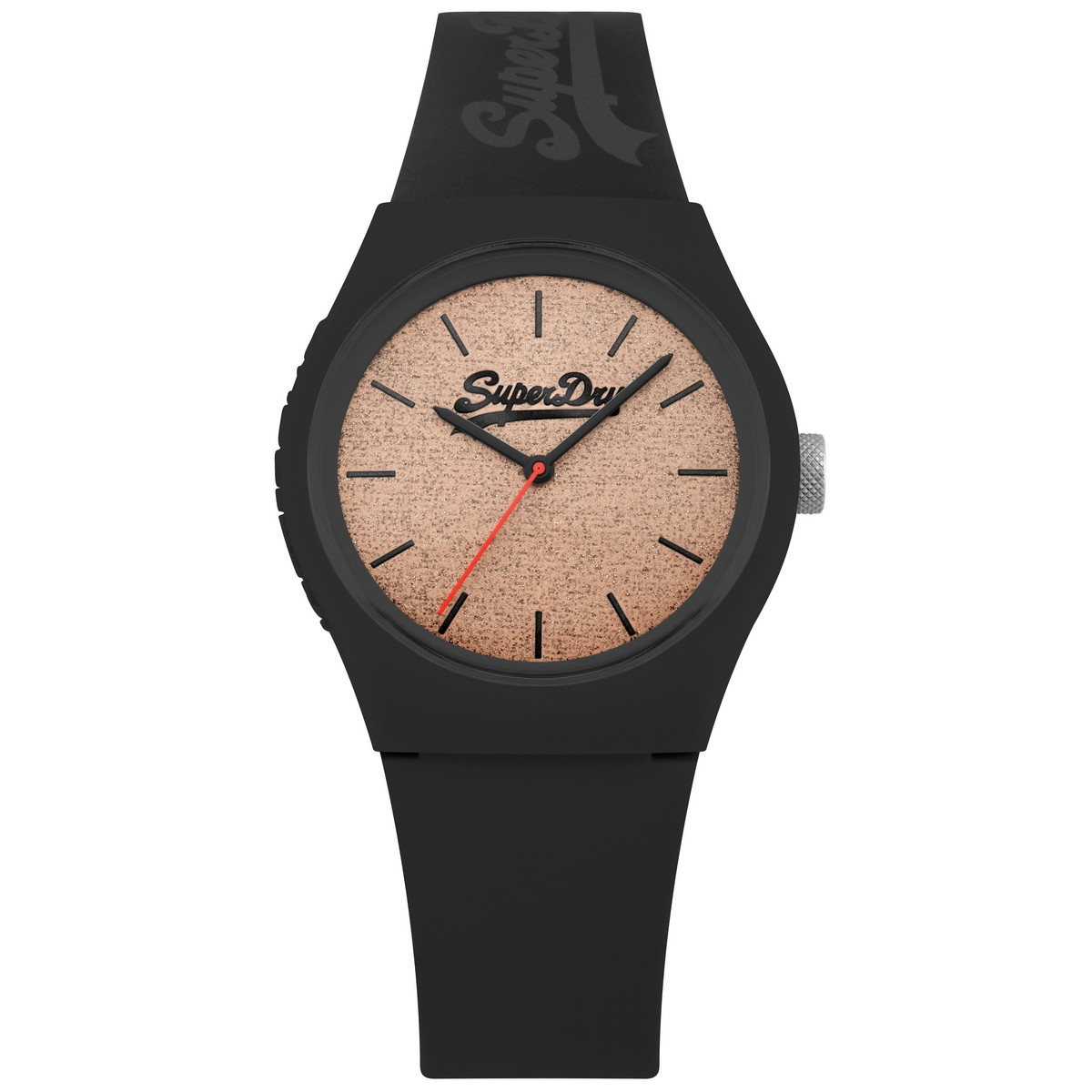 Montre femme Superdry - cadran pailleté - bracelet noir