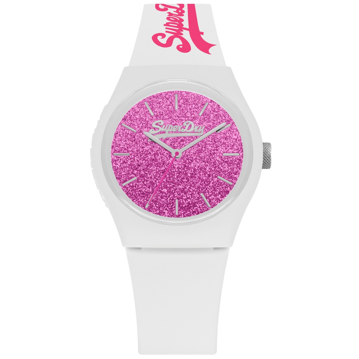 Montre femme Superdry - cadran rose - bracelet blanc