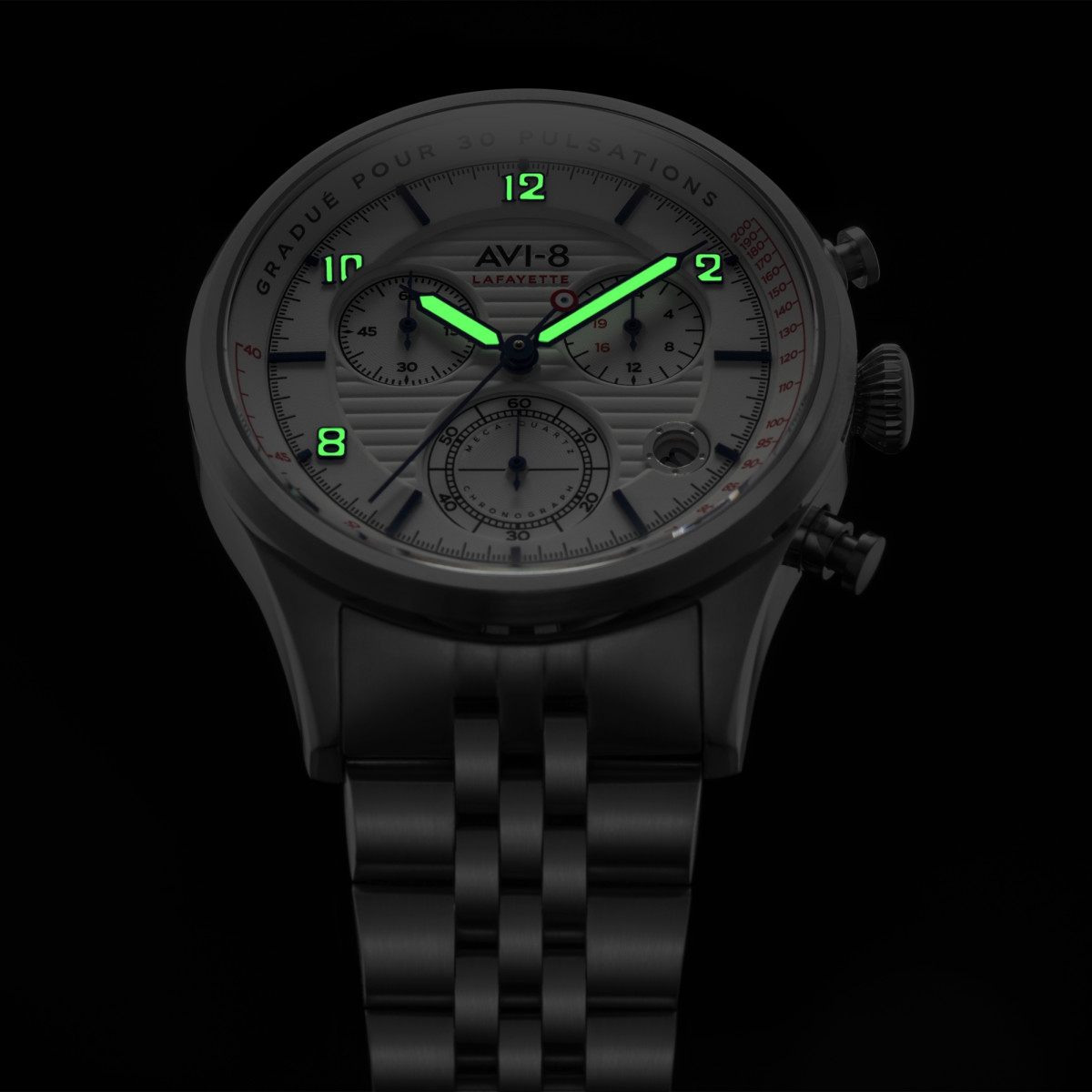 Montre AVI-8 FLYBOY LAFAYETTE mécanique quartz cadran blanc Montre AVI-8 Flyboy Lafayette - Quartz Chronographe - AV-4076-11