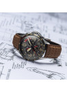 Montre AVI-8 P-51 MUSTANG méca-quartz chronographe - cadran noir - bracelet marron