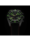 Montre Spinnaker FLEUSS Chrono - cadran noir - bracelet cuir noir et silicone rouge