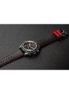 Montre Spinnaker FLEUSS Chrono - cadran noir - bracelet cuir noir et silicone rouge