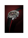 Montre Spinnaker FLEUSS Chrono - cadran noir - bracelet cuir noir et silicone rouge