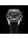 Montre Spinnaker FLEUSS Chrono - cadran noir - bracelet cuir noir et silicone rouge