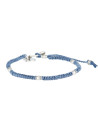 Bracelet Homme en corde cirée, perles argenté et ancre acier