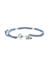 Bracelet Homme en corde cirée, perles argenté et ancre acier