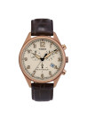 Montre Homme Timex "Waterbury Traditional Chrono" Boîtier 42mm en Acier Doré et Bracelet Marron