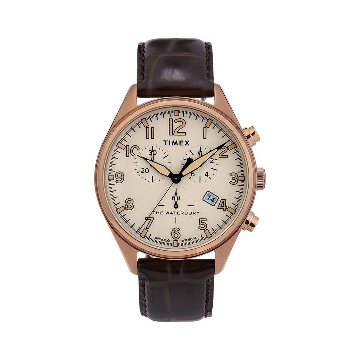 Montre Homme Timex WATERBURY en cuir marron