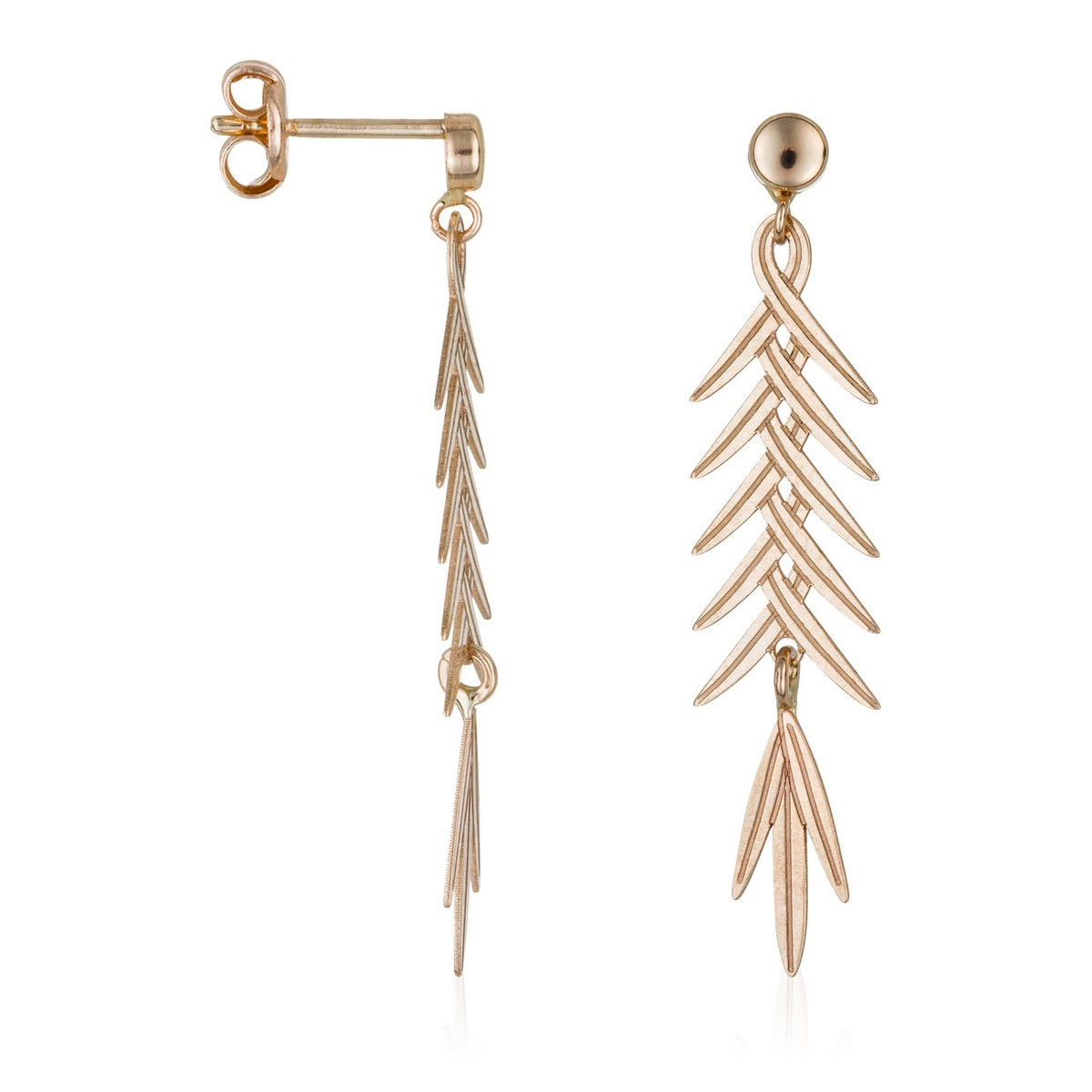 Boucles d'oreilles "Feuillage brillant" Or Jaune Boucles d'oreilles Or jaune