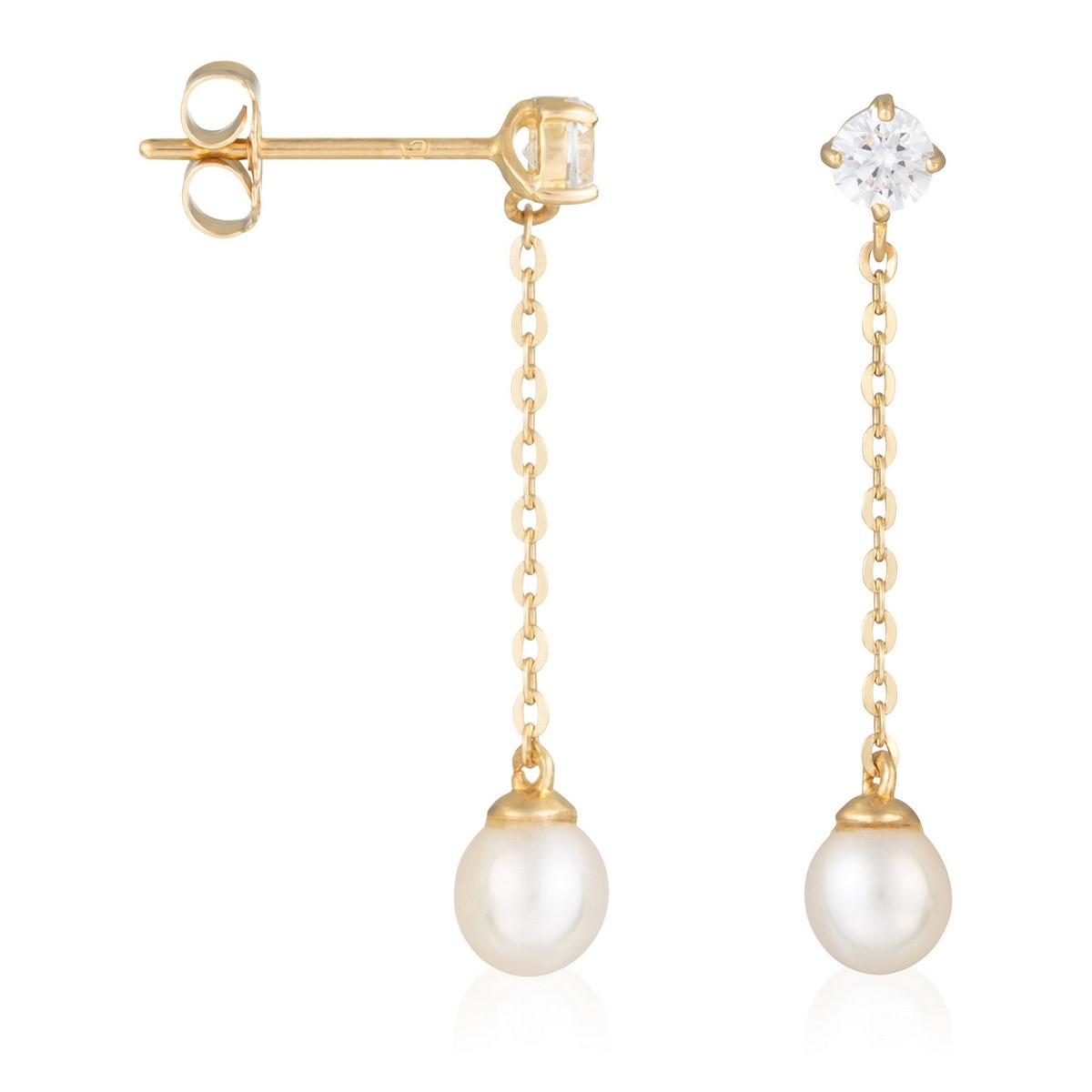 Boucles d'oreilles Or jaune 375/1000 et perles Boucles d'oreilles "Sombre" Or jaune