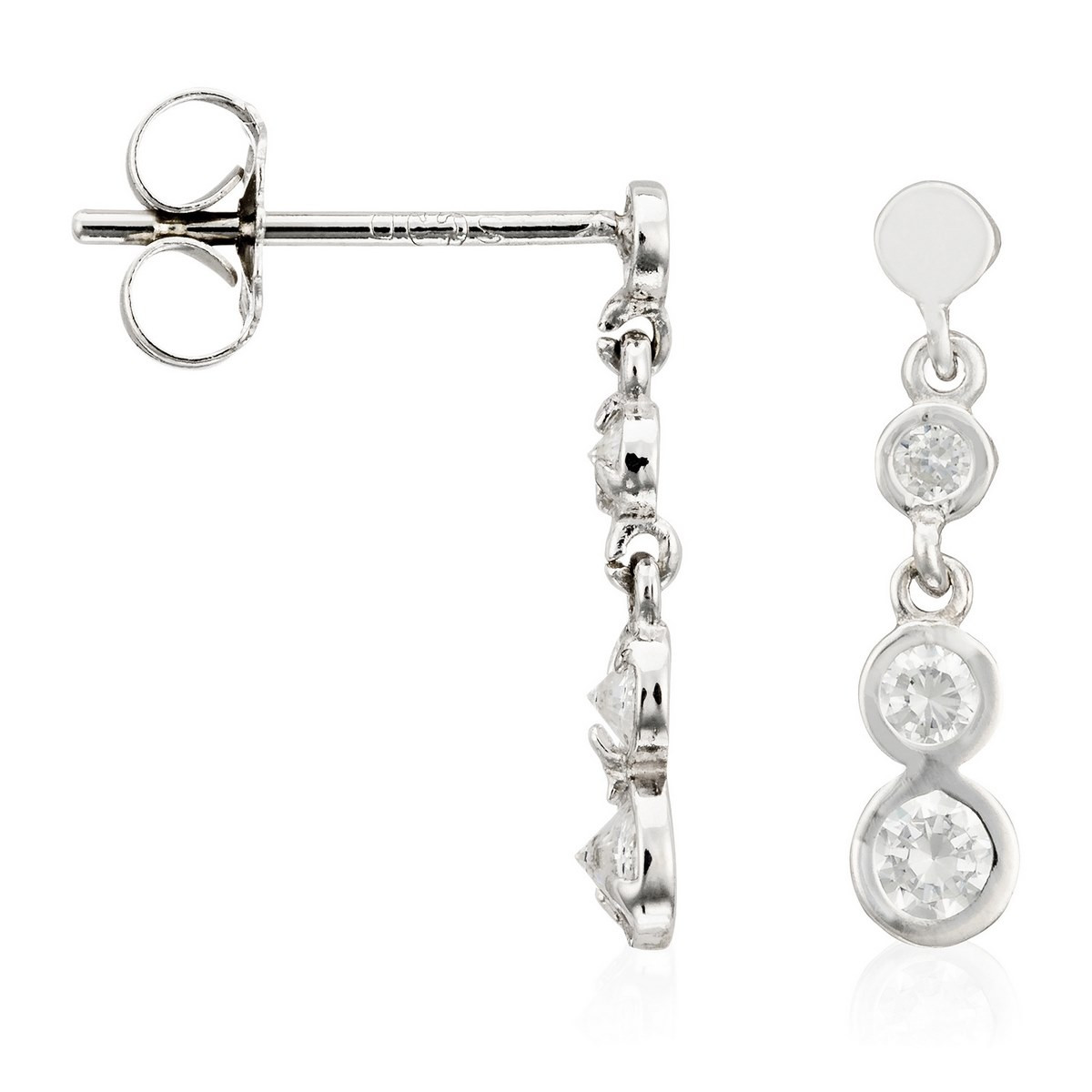 Boucles d'oreilles Or blanc 375/1000 et zirconium Boucles d'oreilles "Sagesse" Or blanc et zirconium