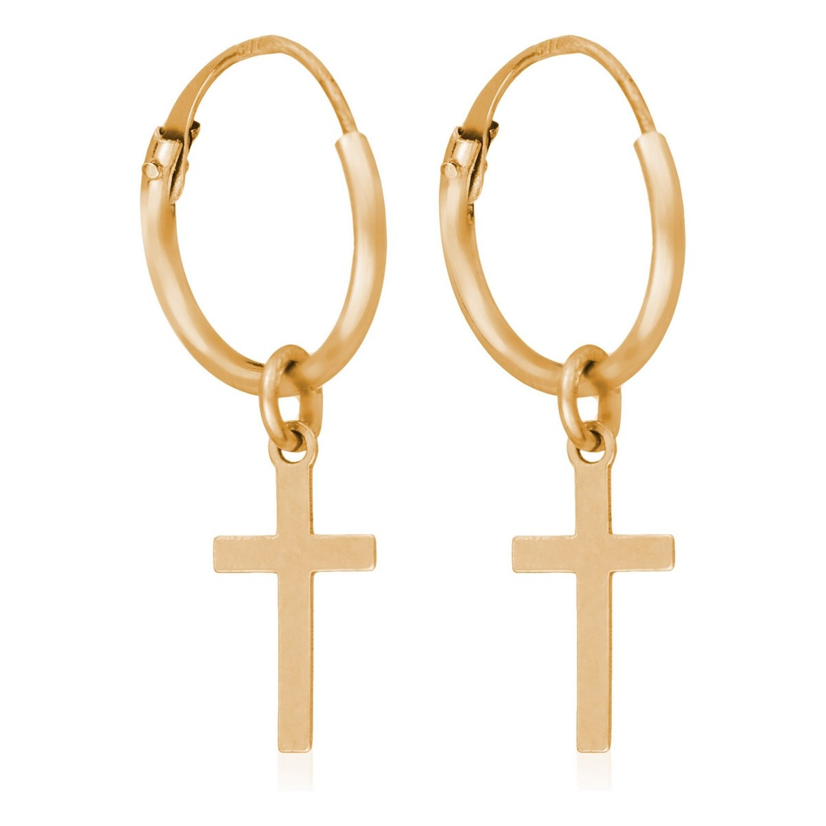 Boucles d'oreilles croix Or jaune