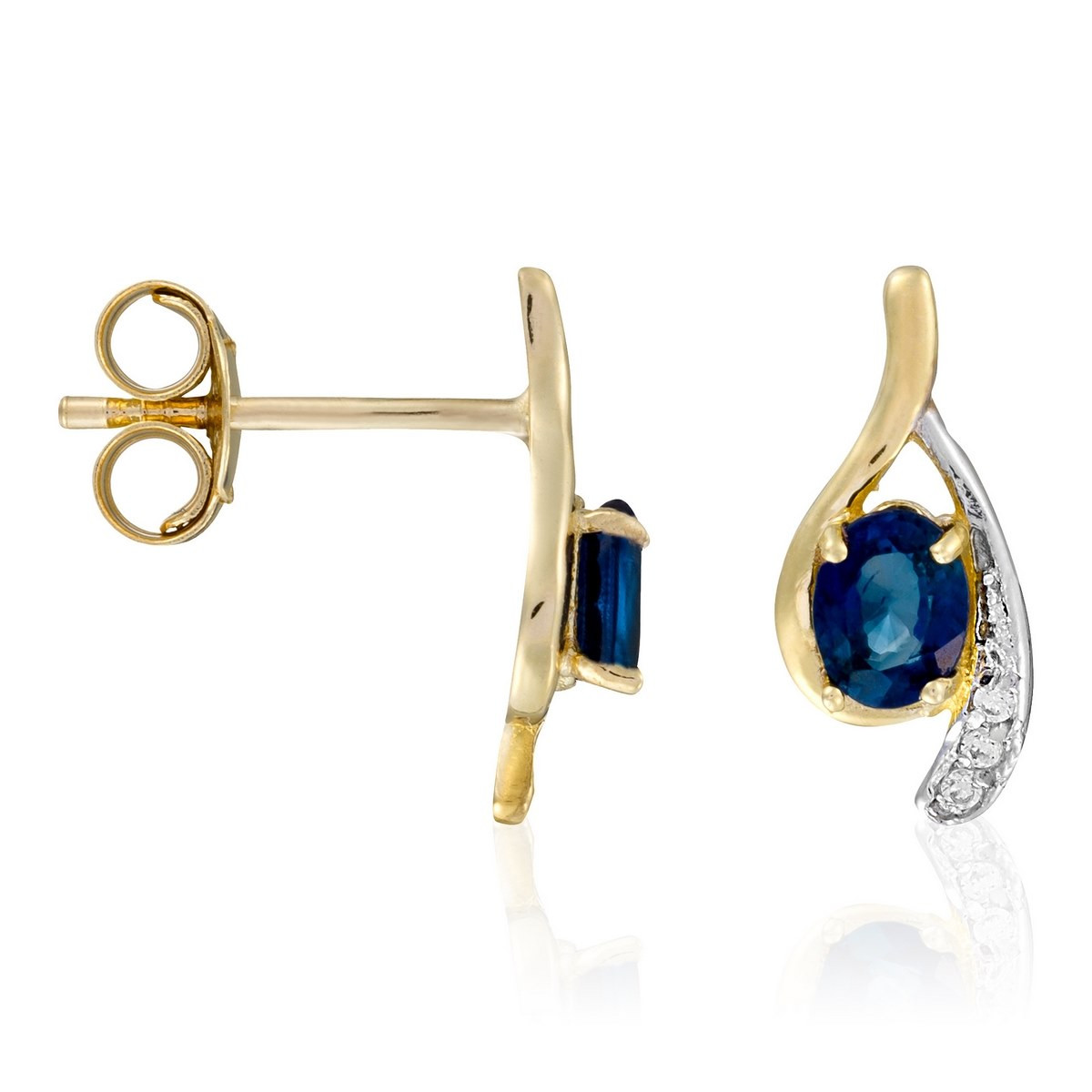 Boucles d'oreilles Or bicolore 375/1000 et pierres Boucles d'oreilles "Ronde" Or bicolore