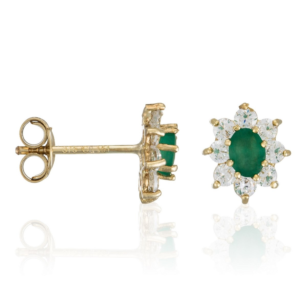 Boucles d'oreilles marguerite serti d'émeraude Boucles d'oreilles "Étendard" Or jaune