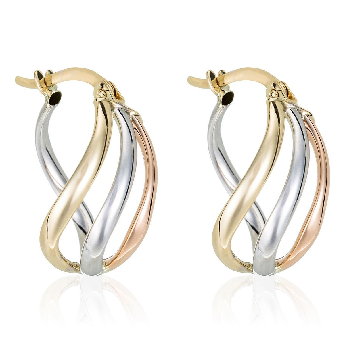 Boucles d'oreilles Or tricolore en poire Boucles d'oreilles Or tricolore