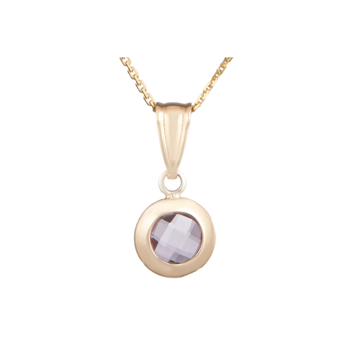 Pendentif Or jaune et pierre améthyste Pendentif Or jaune 375/1000 et pierres