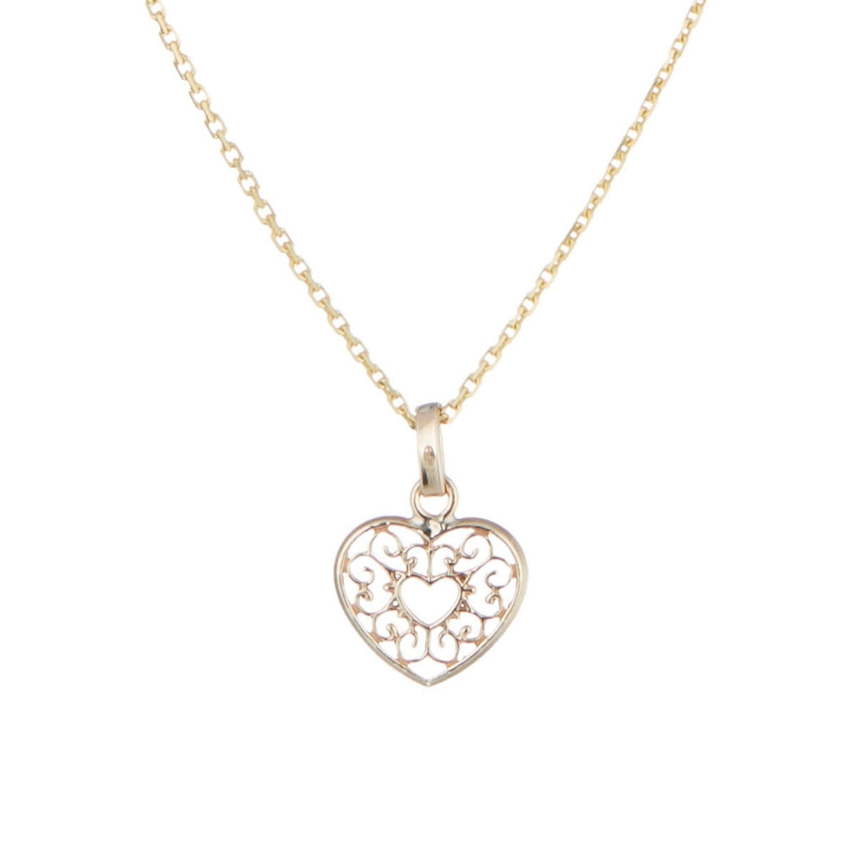 Pendentif Or jaune médaille cœur Pendentif "Lys" Or jaune