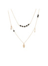 Collier doré et obsidian