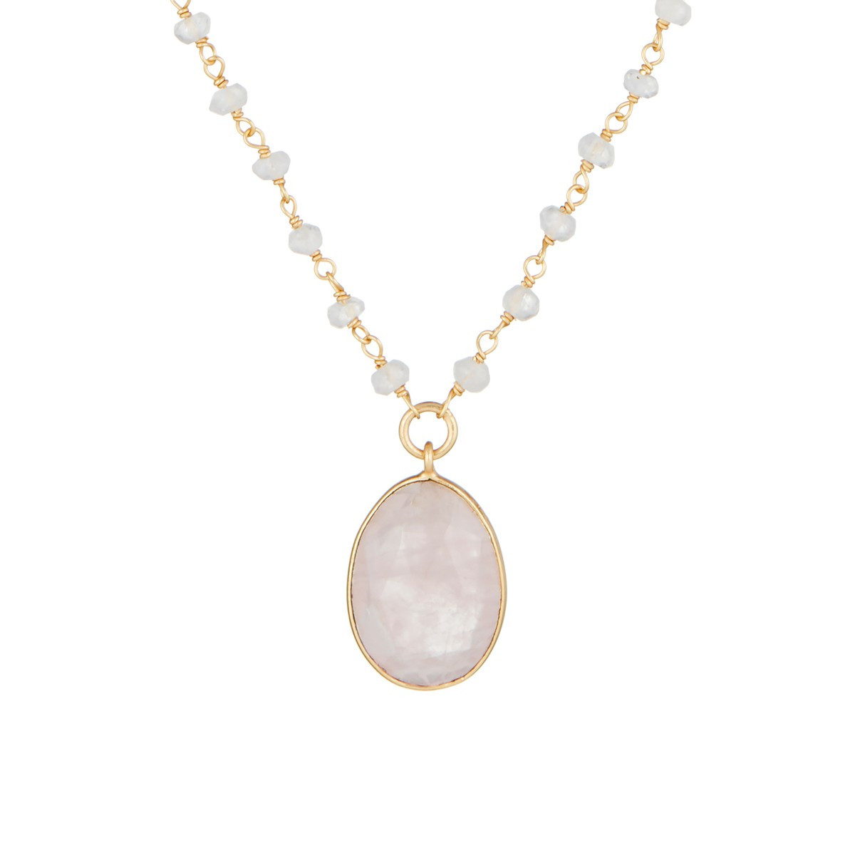 Collier "Adassa" Quartz Rose Collier "Nitescence" Quartz rose Laiton doré