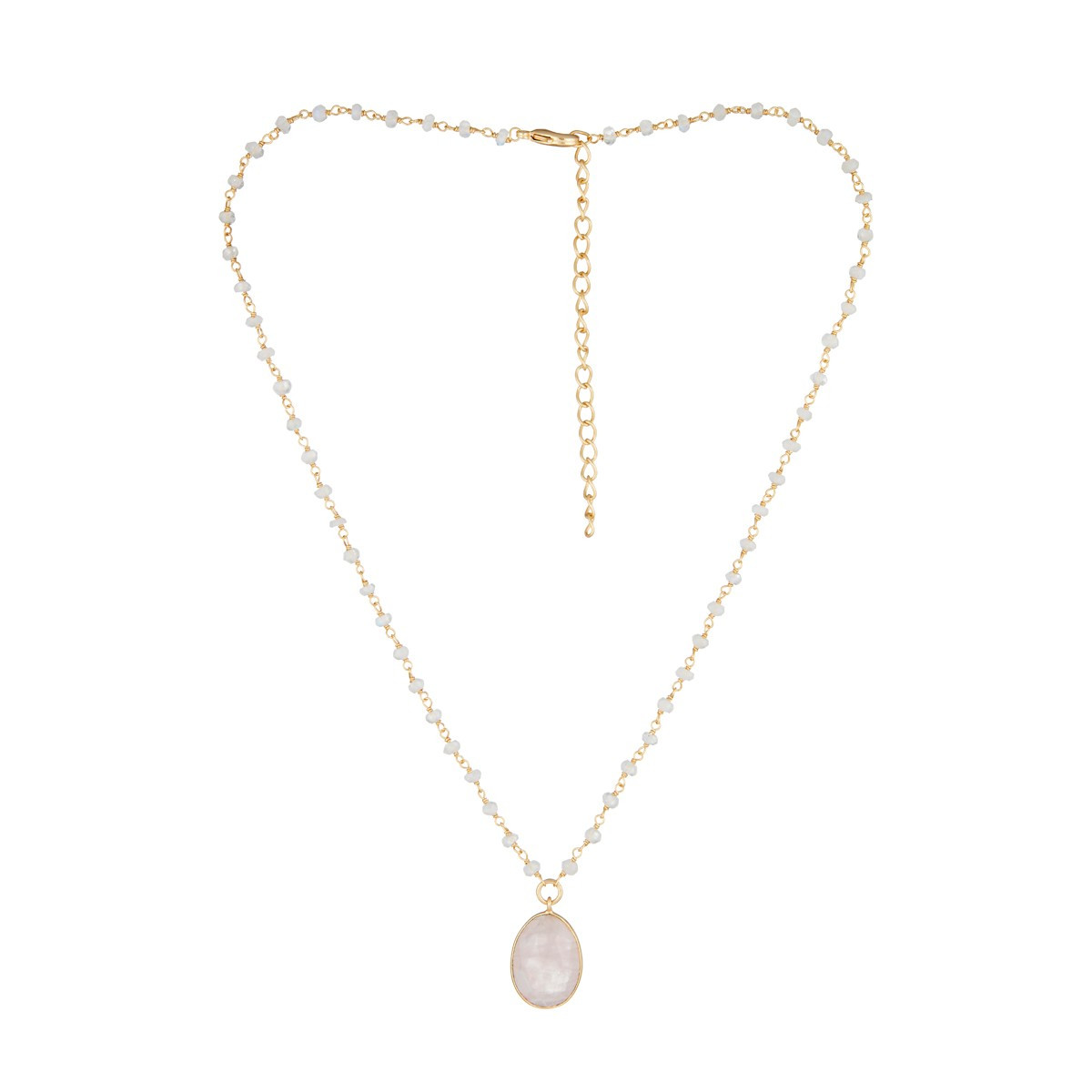 Collier "Adassa" Quartz Rose Collier "Nitescence" Quartz rose Laiton doré