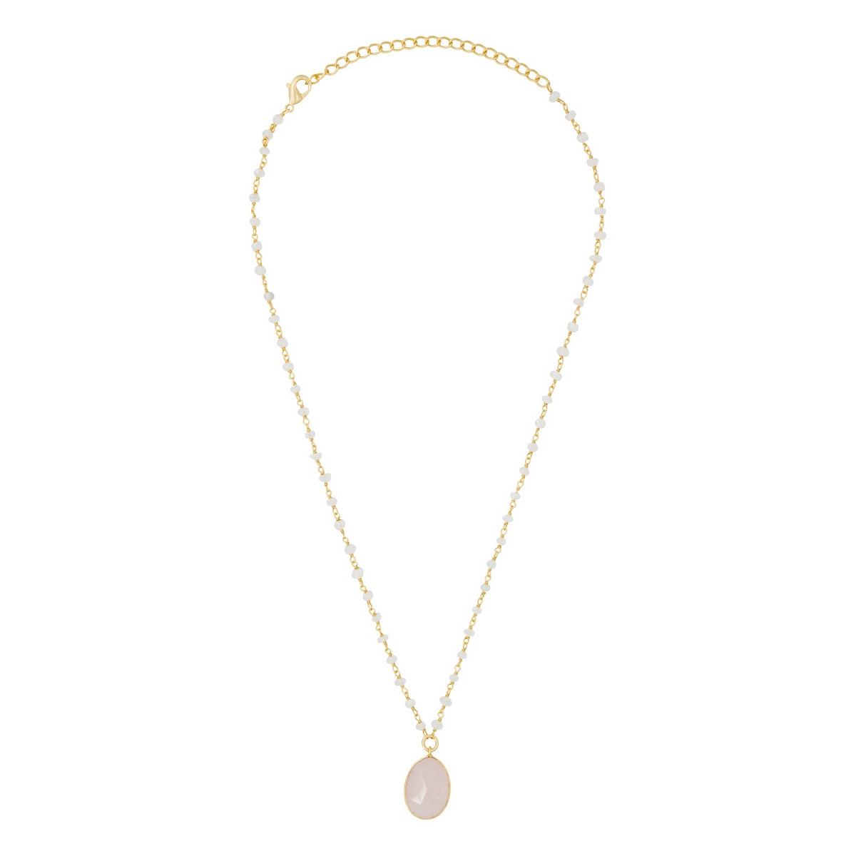 Collier "Adassa" Quartz Rose Collier "Nitescence" Quartz rose Laiton doré