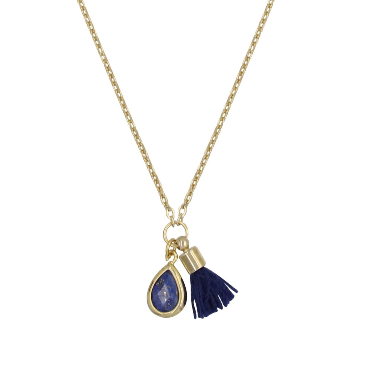 Collier doré et lapis bleu Collier "Nyctea" Lapis Lazuli bleu Laiton doré