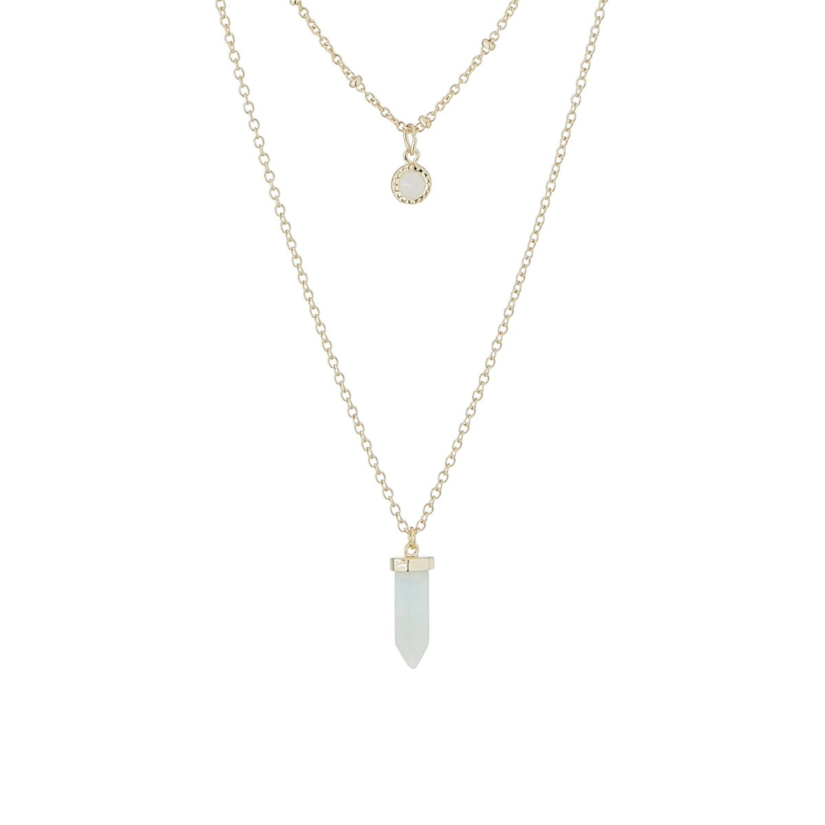 Collier "Obsidia" Crazy Agate et Amazonite Laiton doré