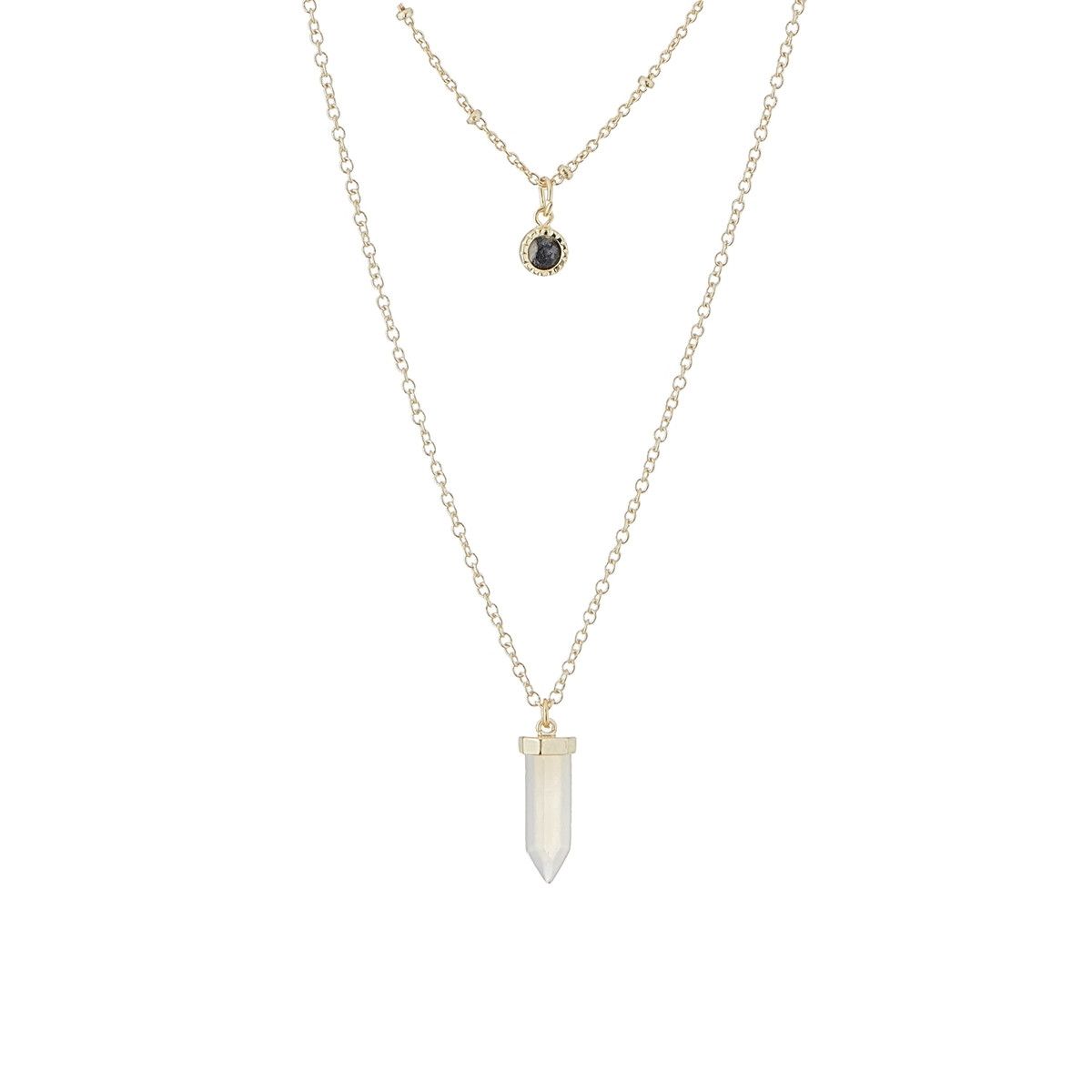 Collier doré et multipierres Collier "Obsidia" Labradorite et Labradorite noire Laiton doré