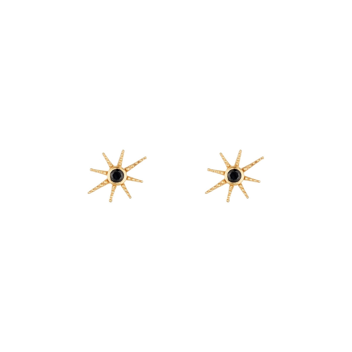 Boucles d'oreilles "Pulsanova" Onyx noire Laiton doré