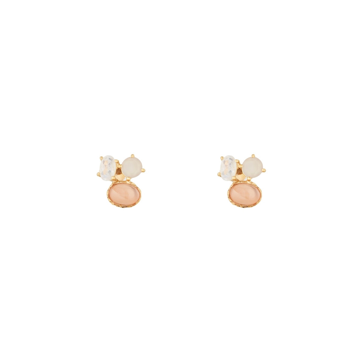 Boucles d'oreilles doré et calcedoine Boucles d'oreilles "Rétrolune" Calcédoine Laiton doré