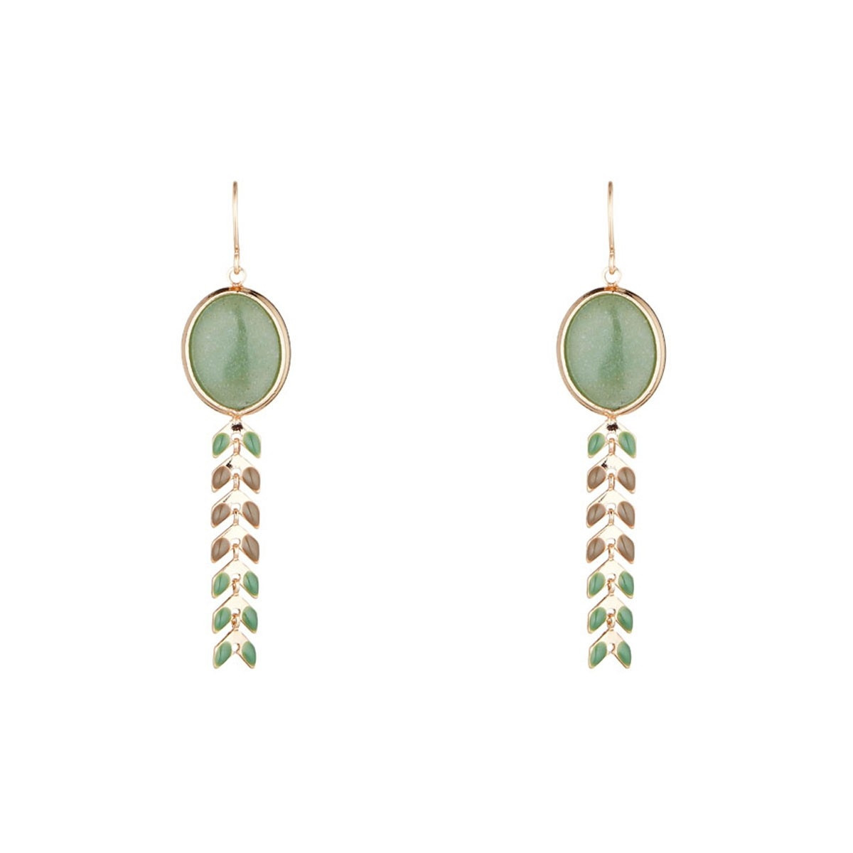 Boucles d'oreilles "Siderelle" Aventurine verte Laiton doré