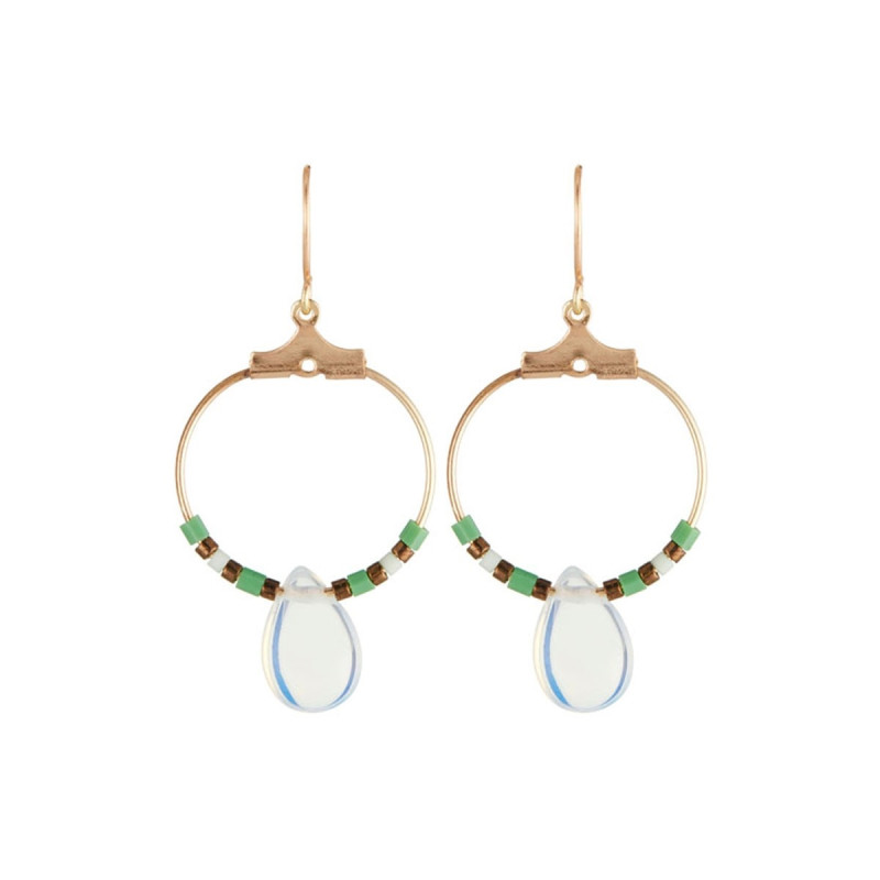 Boucles d'oreilles dorées et pierre de lune