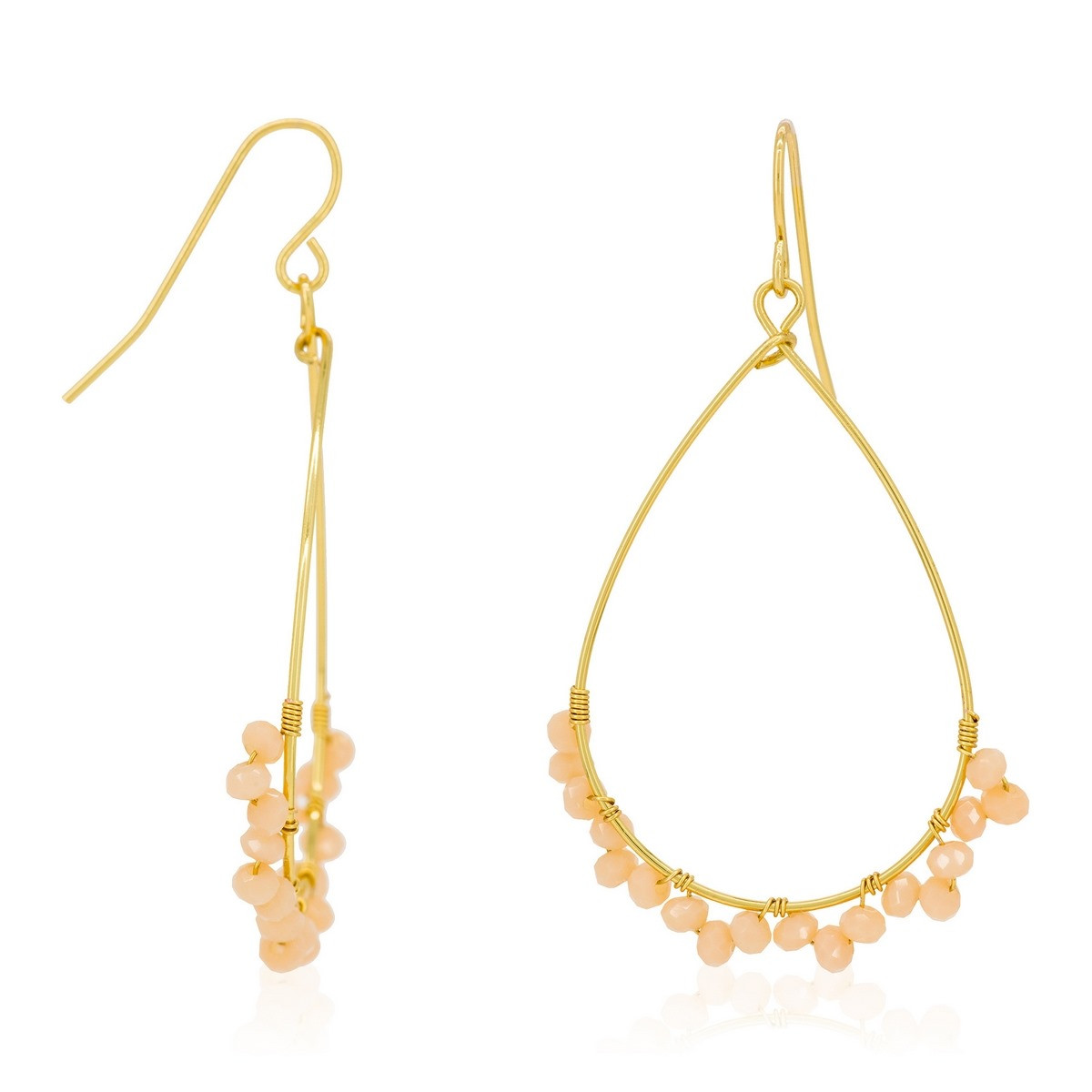 Boucles d'oreilles doré et jade Boucles d'oreilles "Solenys" Jade beige Laiton doré