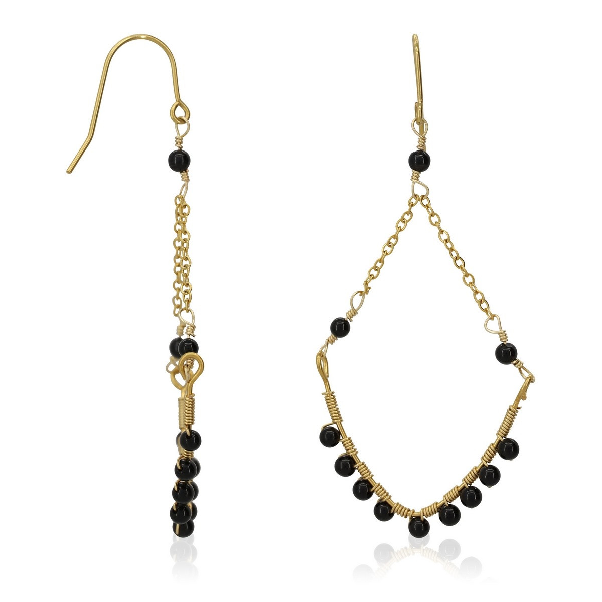 Boucles d'oreilles "Solsticeo" Jade noir Laiton doré