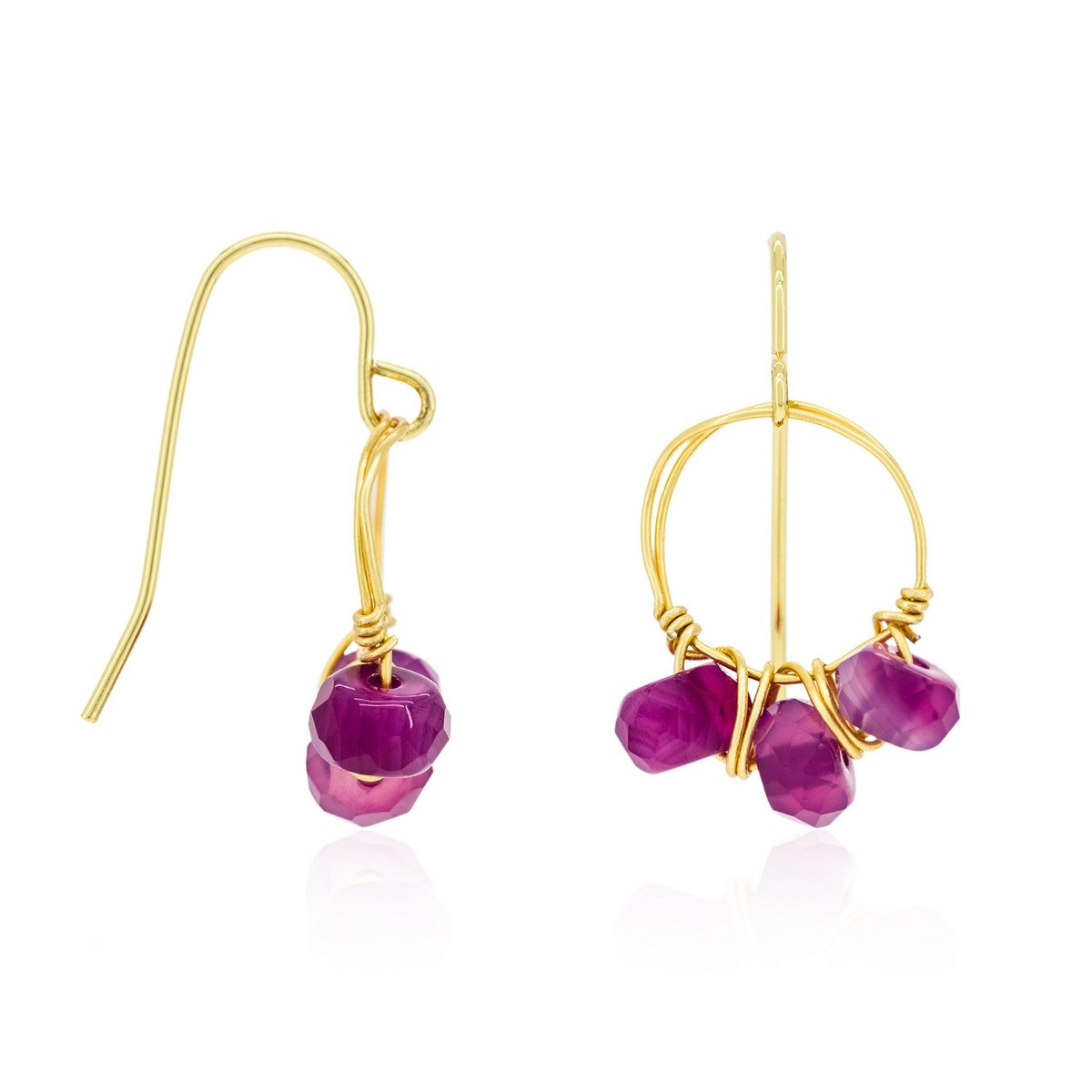 Boucles d'oreilles doré et agate Boucles d'oreilles dorées et Agate