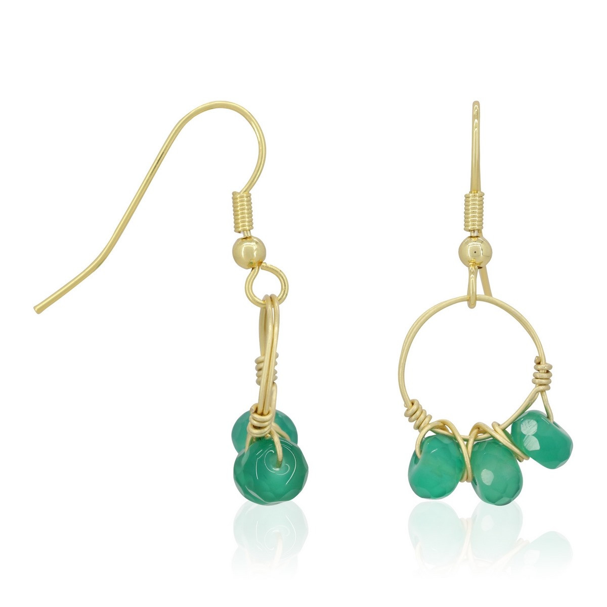 Boucles d'oreilles "Solsticia" Agate verte Laiton doré