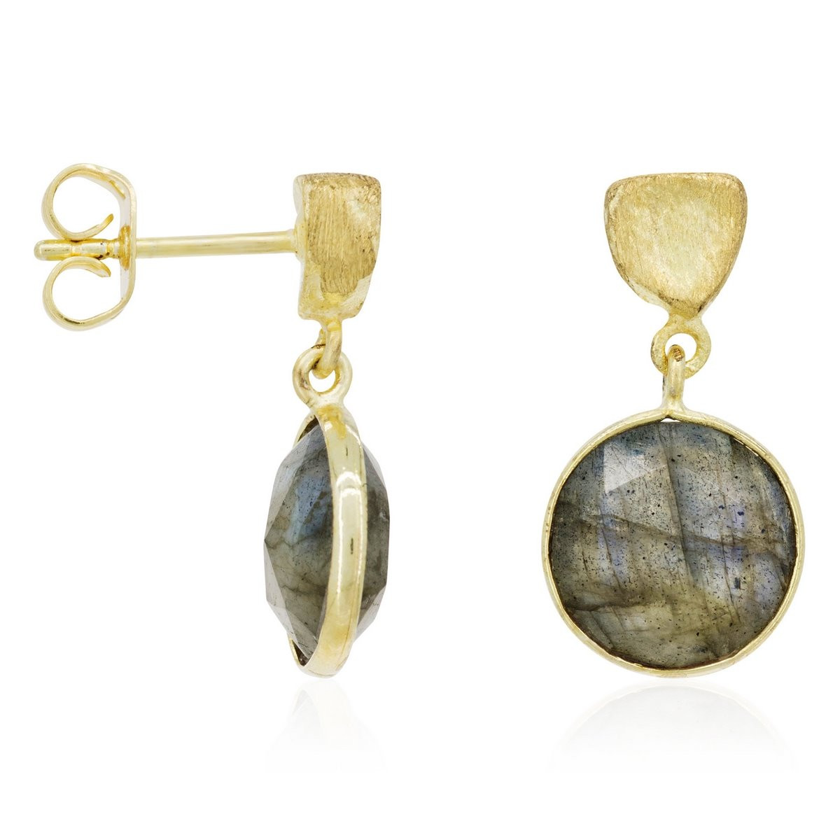 Boucles d'Oreilles "Starlette" Labradorite Laiton doré