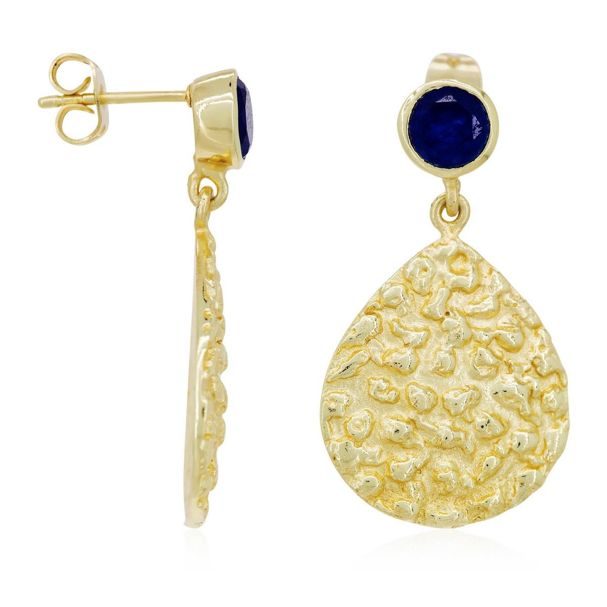 Boucles d'oreilles doré et jade bleu Boucles d'Oreilles "Sublimae" Jade bleu Laiton doré