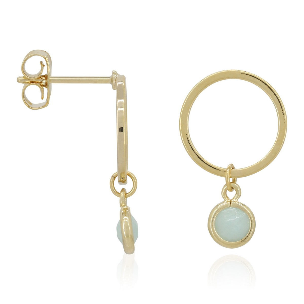 Boucles d'oreilles doré et amazonite Boucles d'oreilles "Thalassia" Amazonite verte Laiton doré