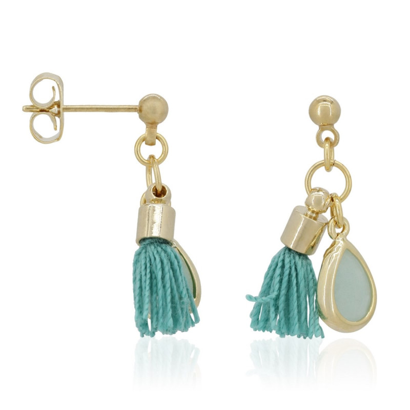 Boucles d'oreilles dorées et amazonite
