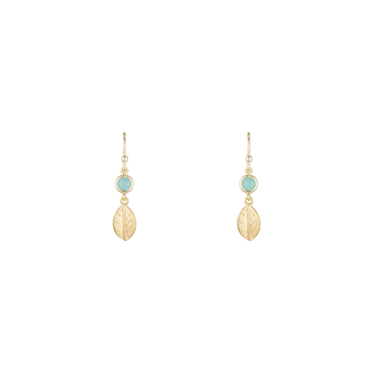 Boucles d'oreilles doré et amazonite Boucles d'oreilles "Trajectoire" Amazonite verte Laiton doré
