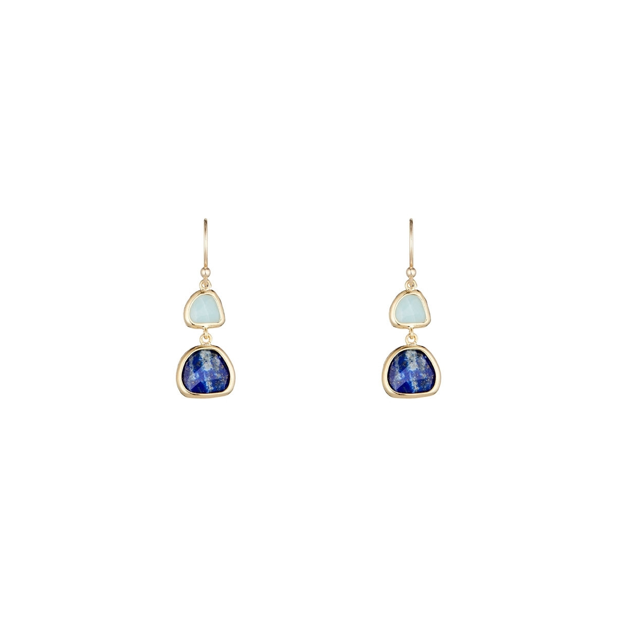 Boucles d'oreilles dorées et amazonite et lapis