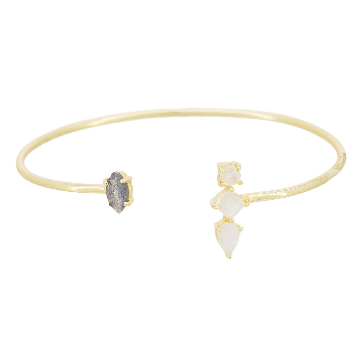Bracelet doré, Pierre de lune et Labradorite