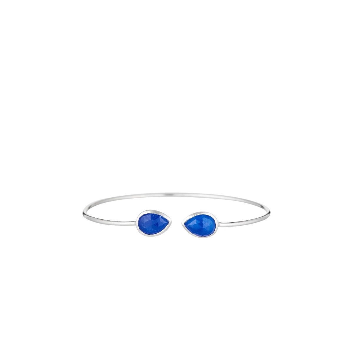 Bracelet argenté et jade bleu Bracelet argenté et jade