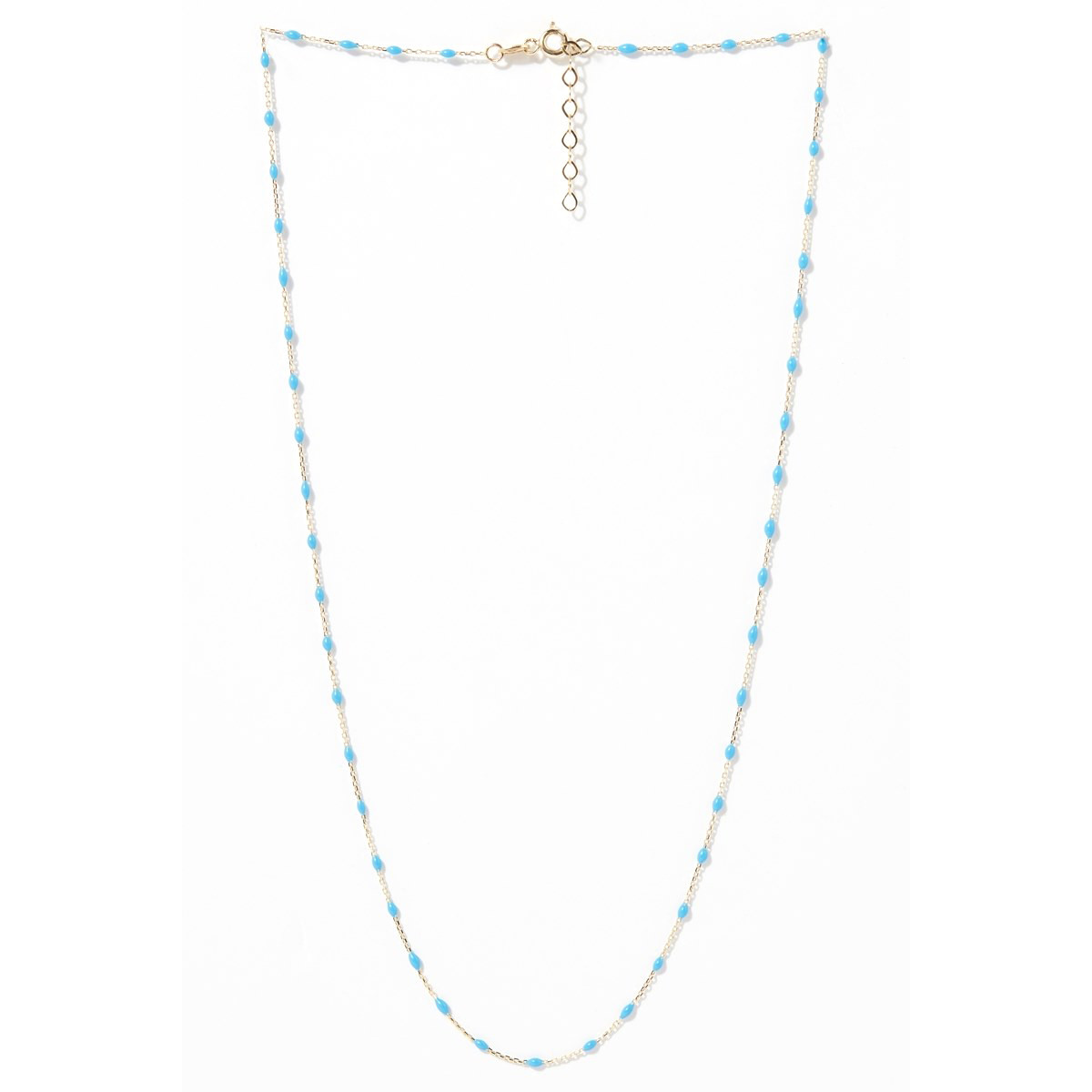 Collier chaîne en or jaune 9k et émail turquoise Collier Or jaune 375/1000 et émail