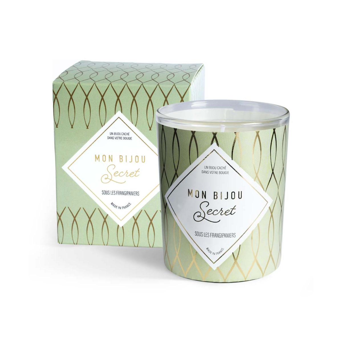 Bougies Bijoux parfumée aux frangipaniers Bougie Bijou Amande bracelet doré