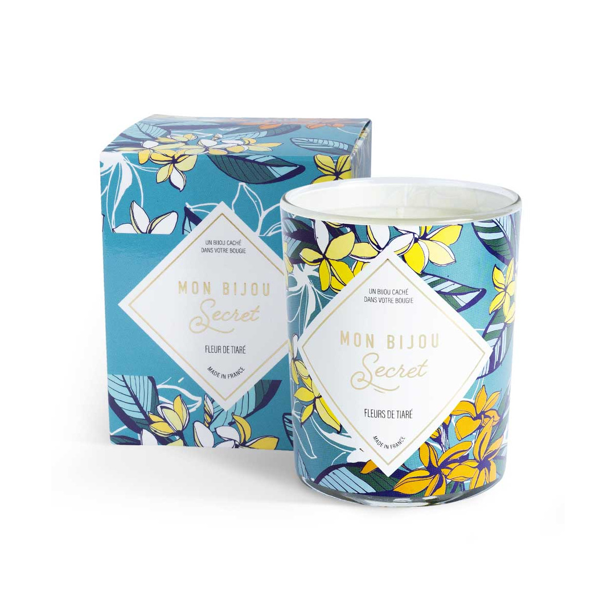 Bougie Bijou parfumée aux huiles essentiels - Fleur de tiaré Bougie Bijou Monoi collier argenté